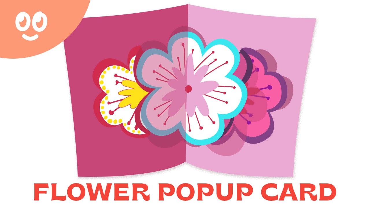 A finished flower pop up card with the Creativity School logo on the top left