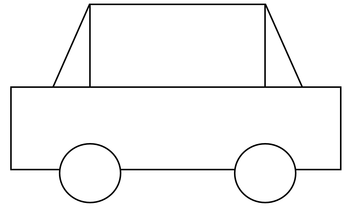 The basic form of the car with the body, head, and wheels.