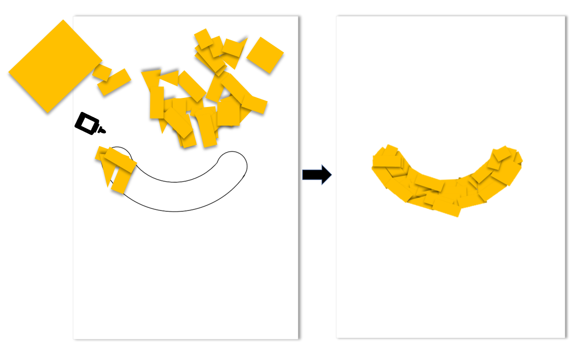 Collage of yellow paper pieces shaped into a banana.