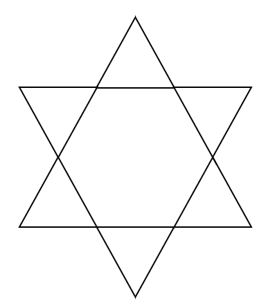 A triangle and an inverted triangle on top of the first one.