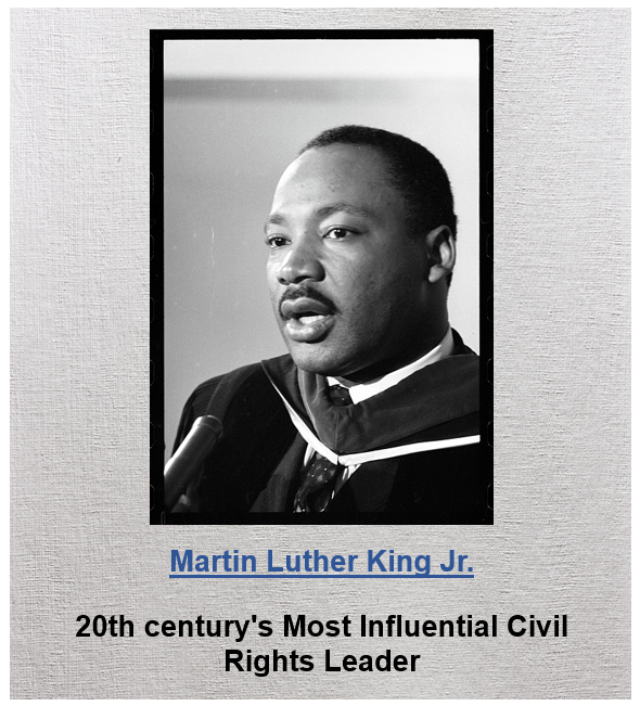 Martin Luther King Jr., 20th century's most influential civil rights leader
