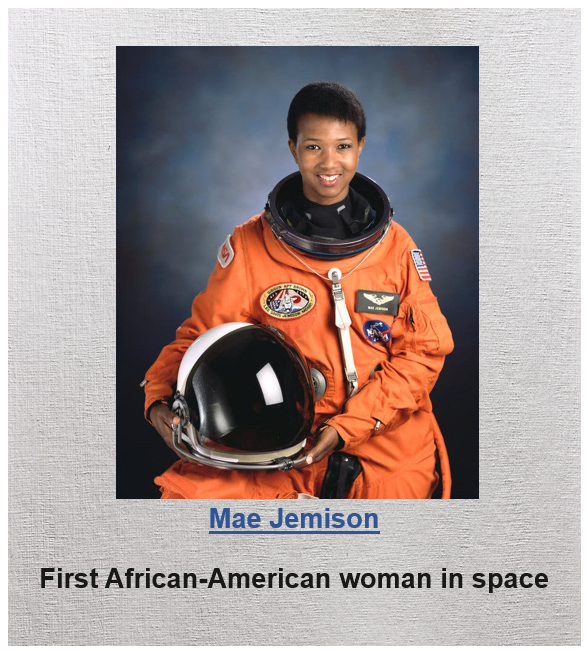 Mae Jemison, first African-American woman in space