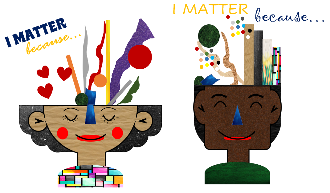 "I matter because..." slogan on top of the girl and boy collages