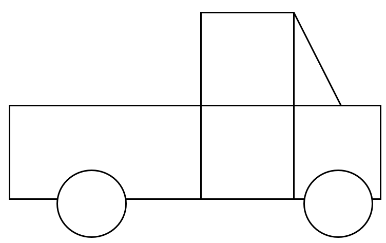 The basic form of the truck with the body, head, and wheels.