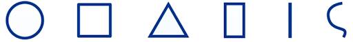 A set of shapes including a circle, square, triangle, rectangle, straight line, and curve line.