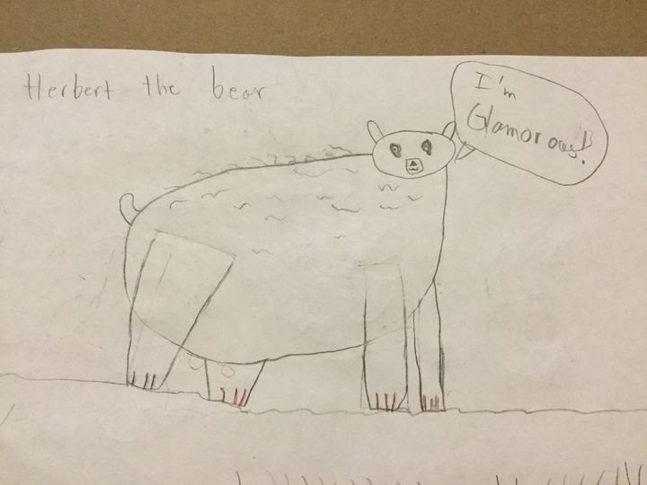 a "glamorous" bear drawn by Branislav