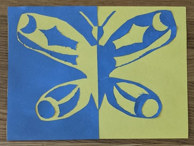 Blue and yellow butterfly art