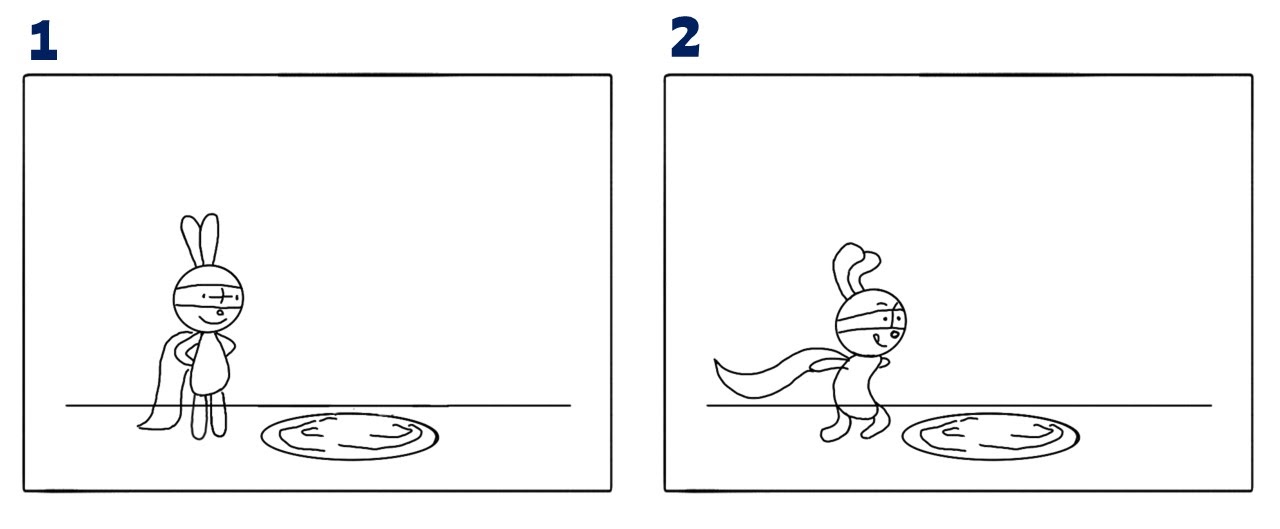 Frames 1 and 2 in making bunny animation