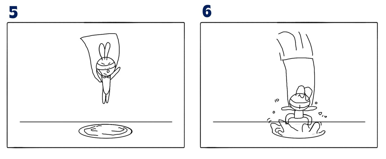 Frames 5 and 6 in making bunny animation