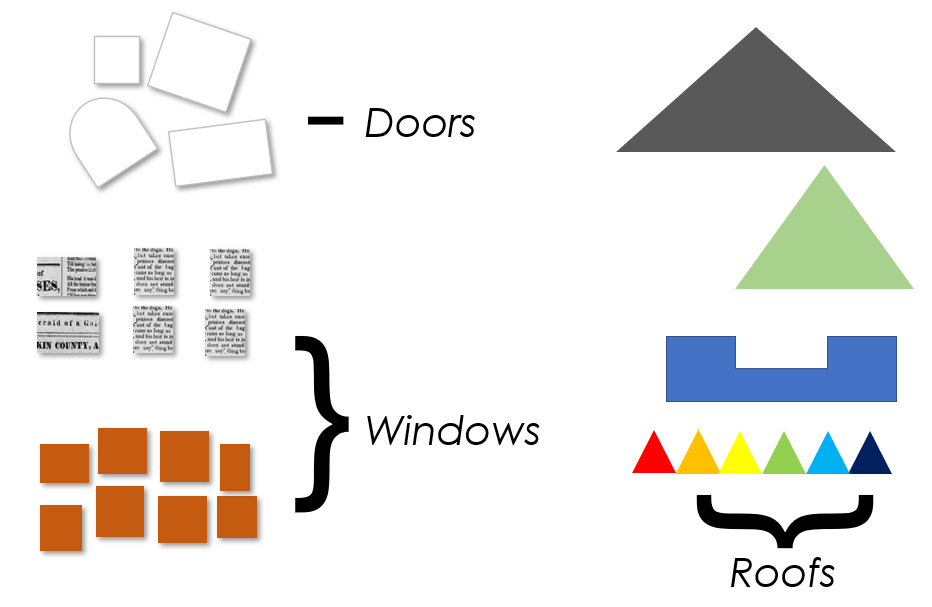 shape cutouts for doors, windows, and roofs