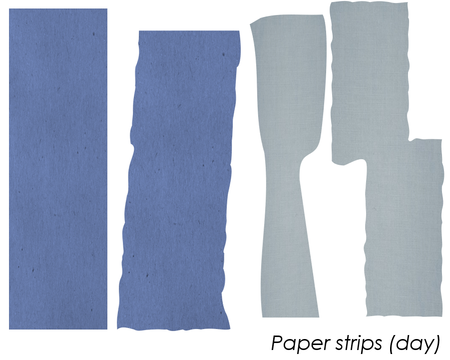 blue and gray paper strips