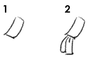 Numbered picture instruction on how to draw a kente scarf