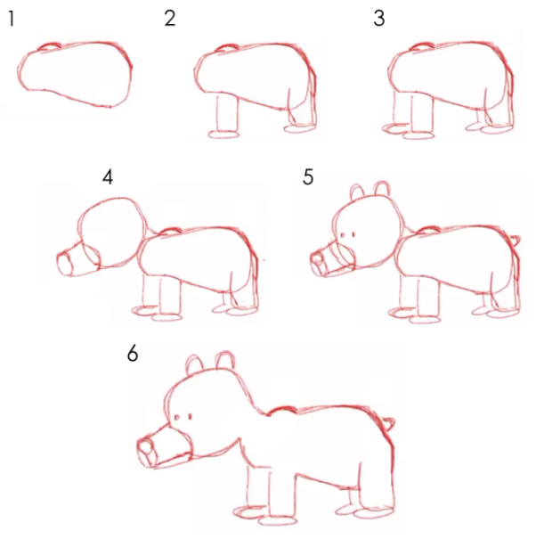 a 6-step guide on how to draw a bear cub