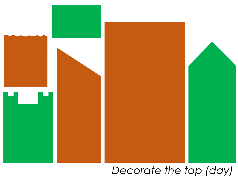 decorated orange and green rectangles