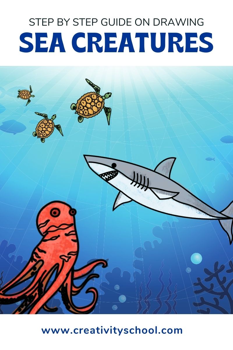 how to draw sea animals easy