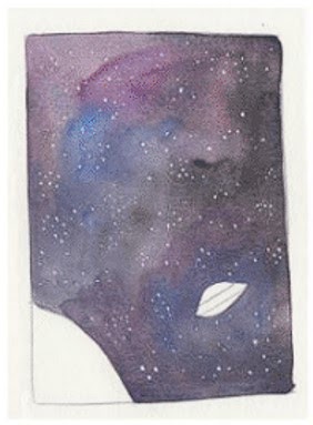 Stars painted on space watercolor painting