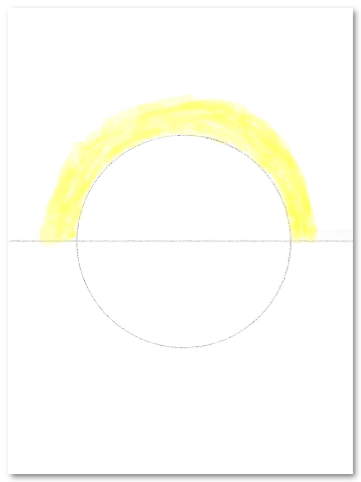 Yellow paint on top of the circle.