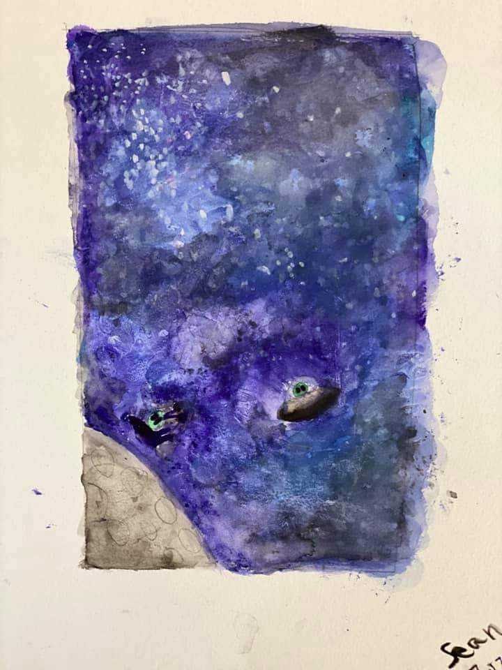 blue galaxy painting