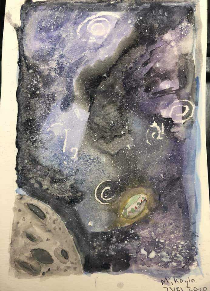 black and violet galaxy painting