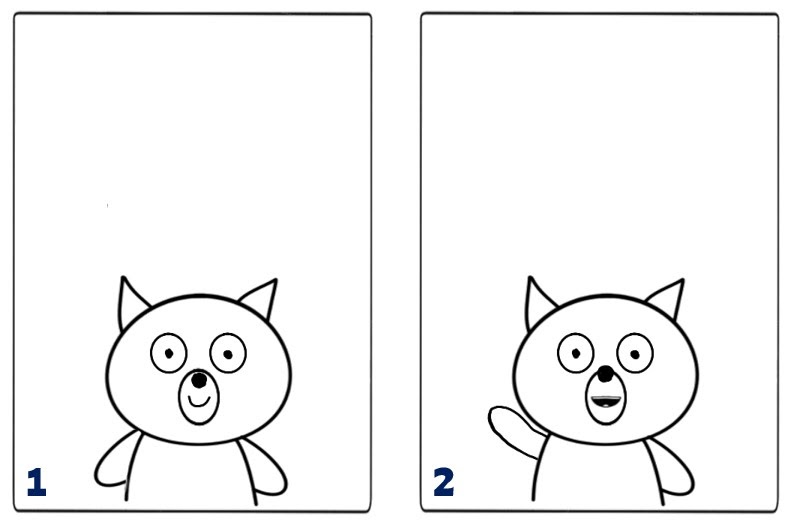 Frames 1 and 2 showing cat talking animation steps