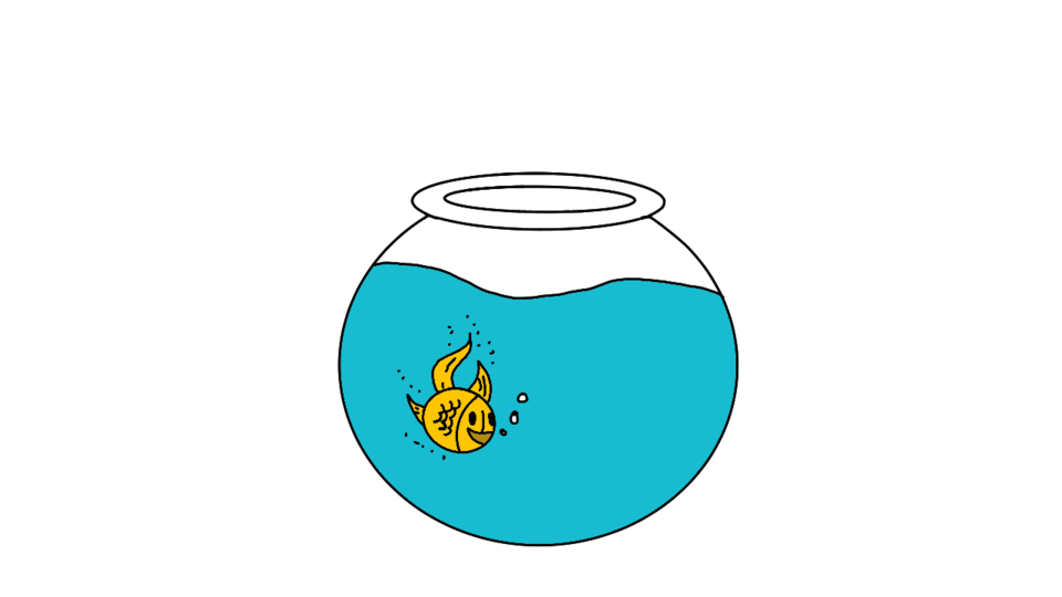 Colored animation of the fish jumping out of water