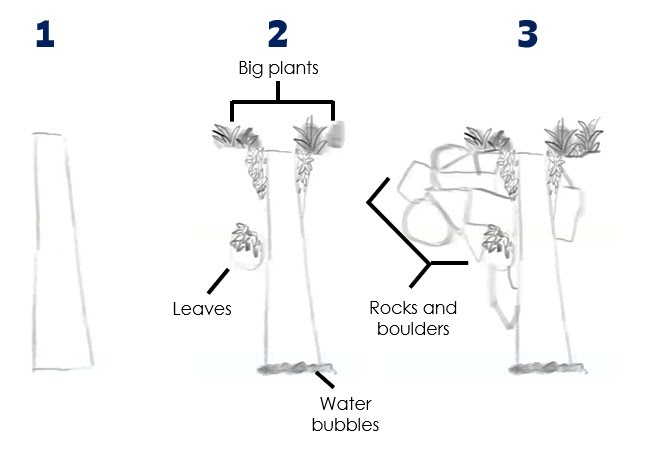 how to draw waterfalls step by step