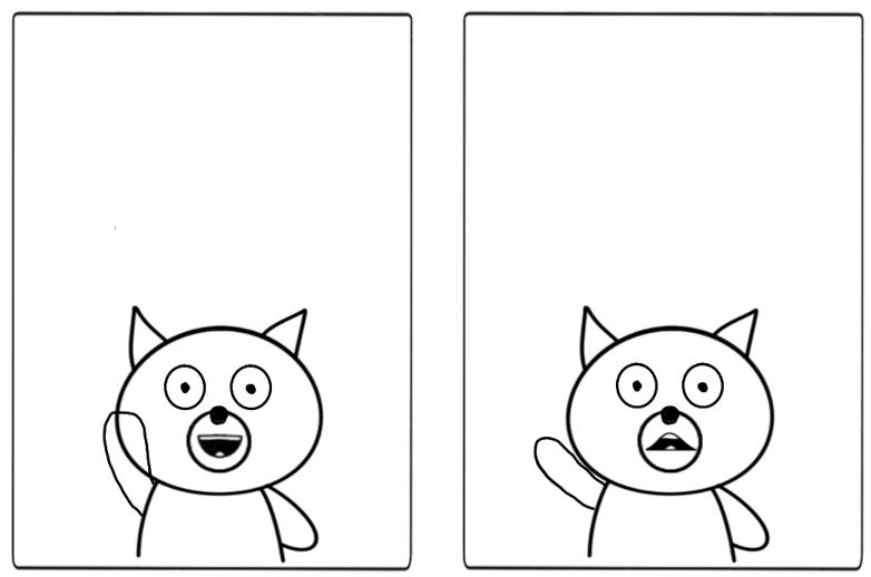 Frames 3 and 4 showing cat talking animation steps