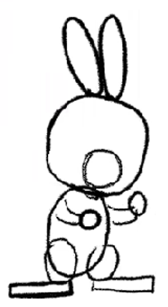 outline of bunny's body with ears and a muzzle