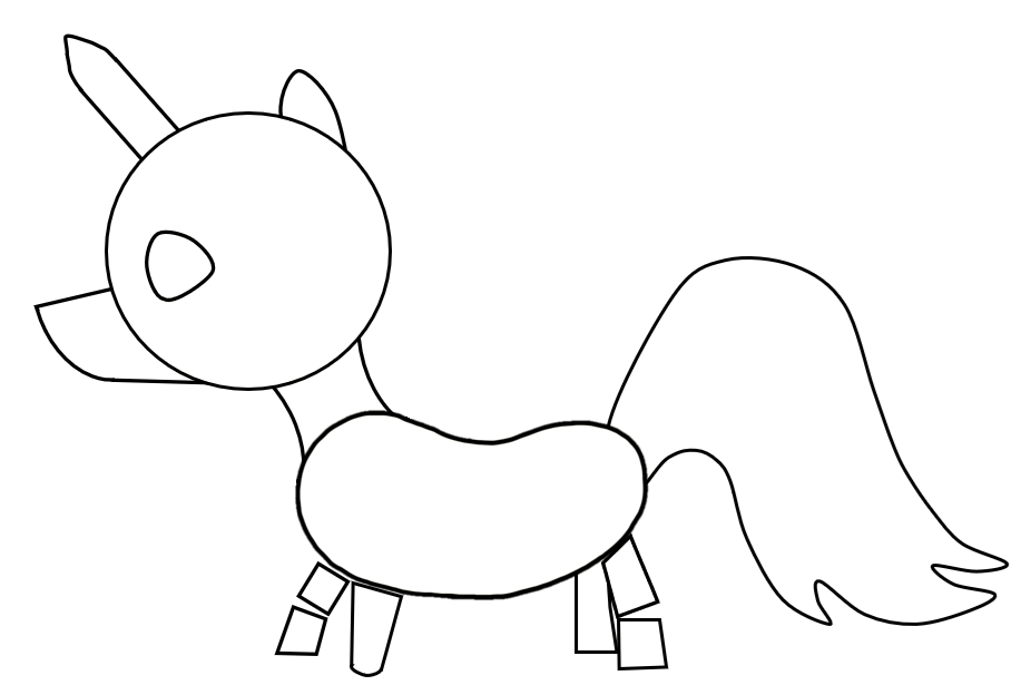 Partial unicorn drawing with tail