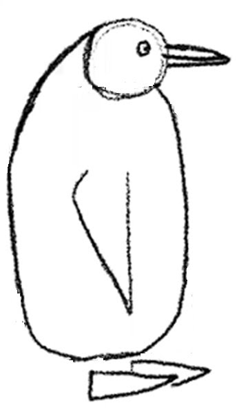 drawing of a standing penguin to the right.