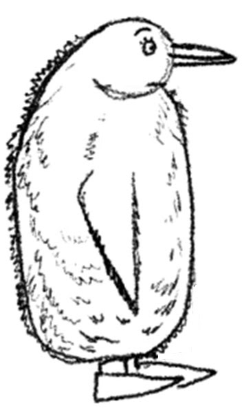 drawing of a furry baby penguin