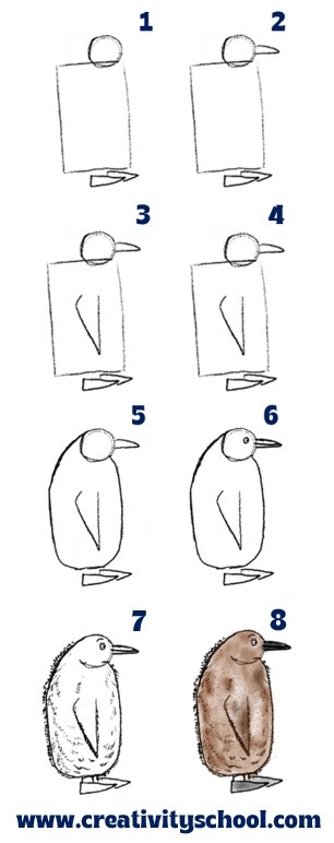 How to Draw a Penguin for Kids, Pencil Sketch for Beginners Step by Step