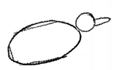 Drawing of a swimming penguin with a beak