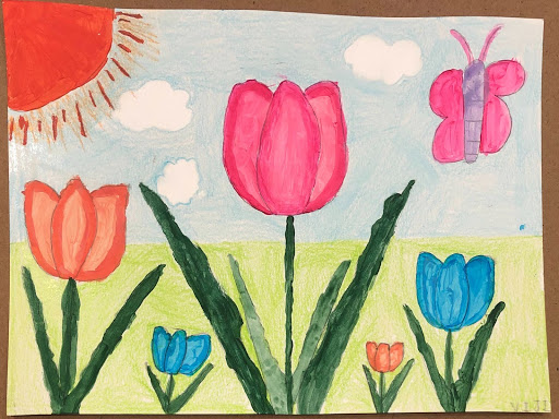 Five tulip under the sun painting