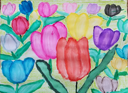 How to Draw with Oil Pastels Tulip Drawing