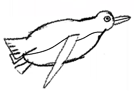 Drawing of a swimming penguin