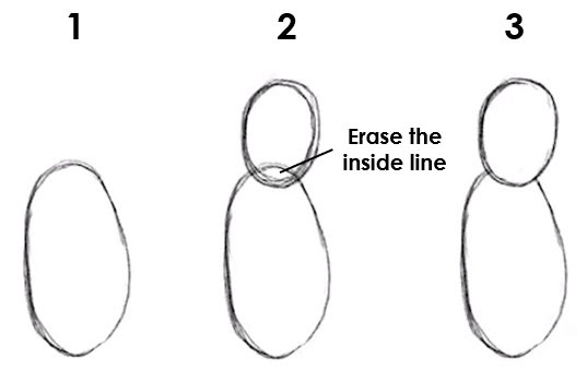 Numbered steps on how to draw the baseball batter's head and body