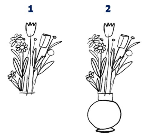 Image of a sketch of flowers in vase.