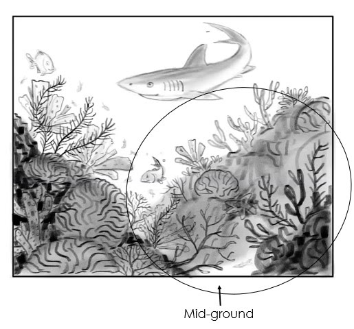 graphical instruction highlighting the mid-ground